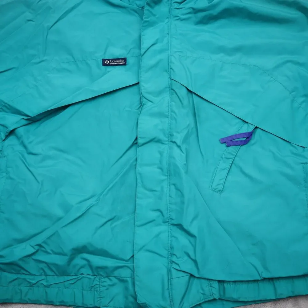 Columbia Jacket Mens L Green Radial Sleeve Stand Up Neck Full Zip Windbreaker